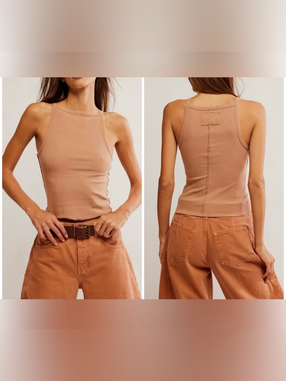 NWT Free People We The Free Mia Tank - macchiato tan sand - XL